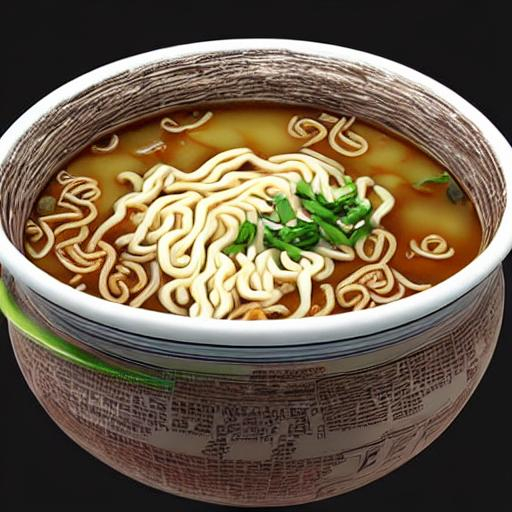 giant ramen bowl filled with noodles realistic detai... | OpenArt