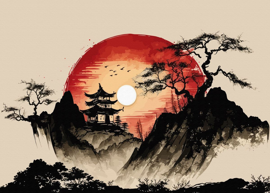 Japanese Watercolor Landscape With Samurai Battle Fantasy Painting Art Hand  Drawn Asian Fantasy Art Is Made By Watercolor Stock Illustration - Download  Image Now - iStock