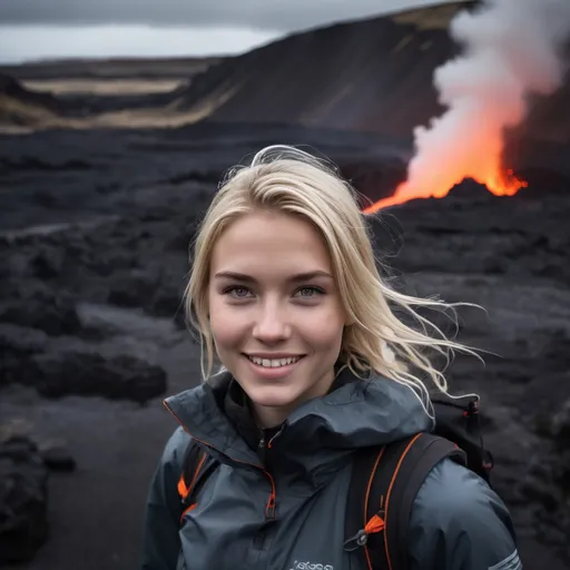 Background an icelandic volcanic landscape with lav 