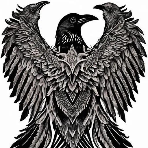 Prompt: raven bird upper back tattoo