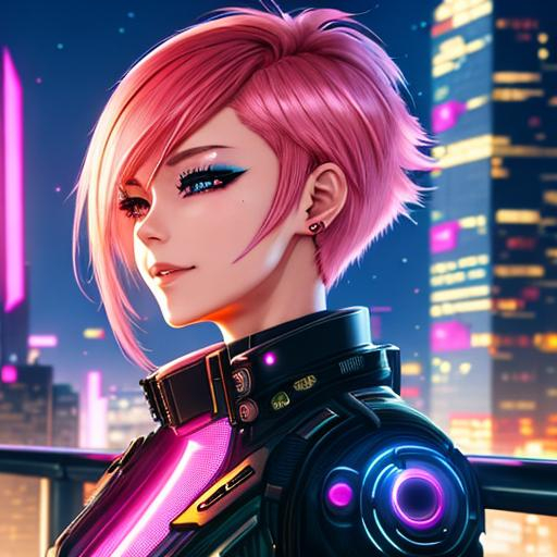 OpenDream - cyberpunk anime girl with futuristic armor covering her face