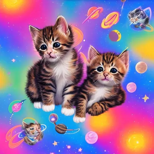 Prompt: Kittens in outer space in the style of Lisa frank