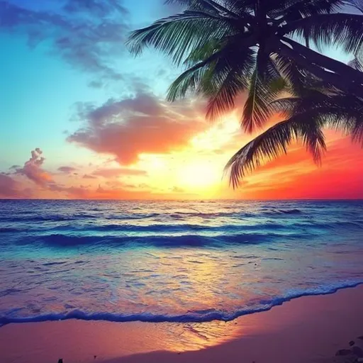 Prompt: A beautiful scenery with a beach and sunset