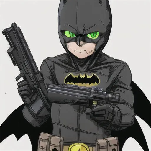 Prompt: batman  half body gun