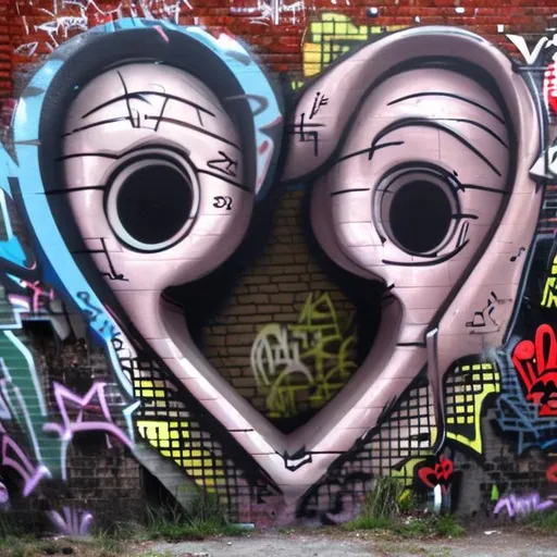 Prompt: heartshaped heads, 3d randed, graffiti
