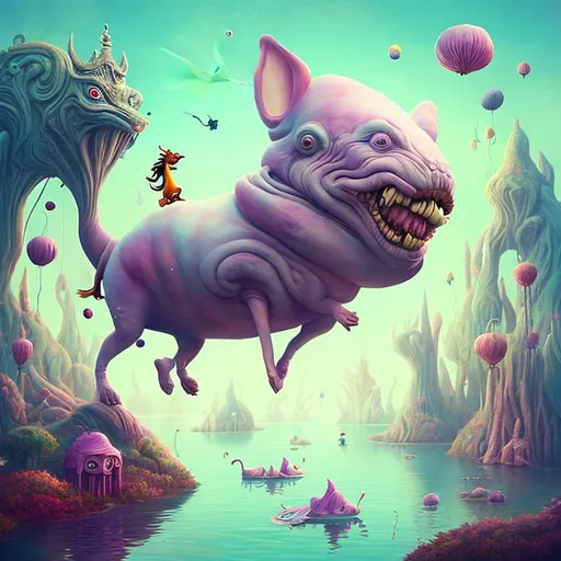 Prompt: "Whimsical Dreamscapes: Create a Surreal World Where Animals Rule"