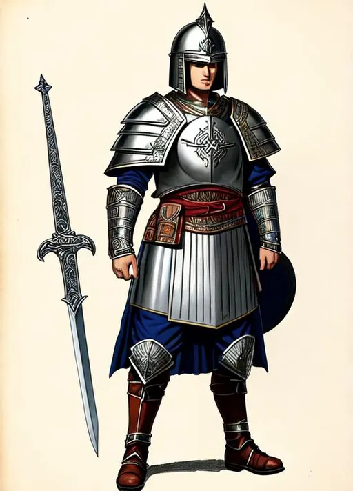 Fantasy. Guardsman. rusty armour-leather. top-.helme...