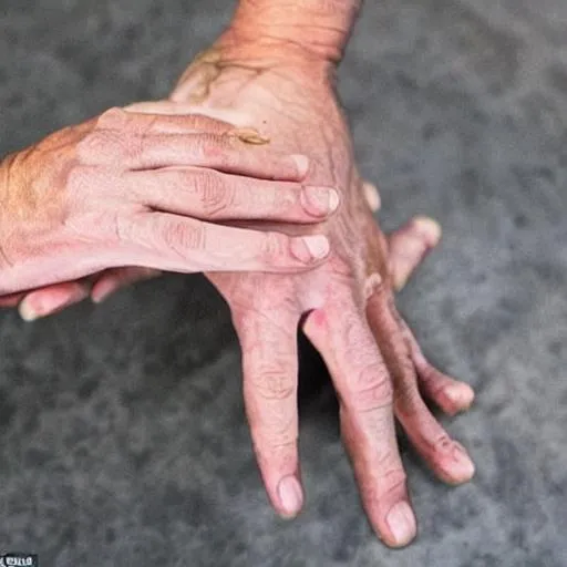 Prompt: The back of the hand is covered with skin and is generally thinner than the palm