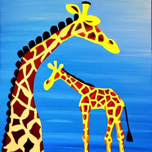 Prompt: Abstract Acrylic Painting, two giraffes sitting on a gondola in venice looking very loved up, 