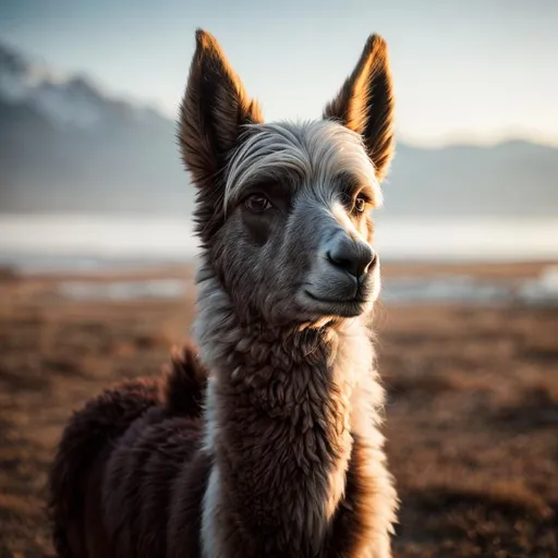 Prompt: portrait of a fantasy llama dog, symetric face