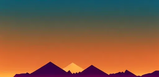 Prompt: Multiple layers of silhouette {mountains}, with silhouette of {chicago}, sharp edges, at sunset, with heavy fog in air, vector style, horizon silhouette Landscape wallpaper by Alena Aenami, cilhouette of person,  firewatch game style, vector style background