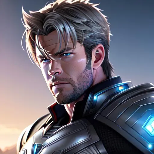 Prompt: 64K, centered position Full body of Chris Hemsworth, Armor suit, perfect eyes, grey hair, symmetrical, lighting, detailed face, by makoto shinkai, stanley artgerm lau, wlop, rossdraws, concept art, digital painting, looking into camera, intricate ornament on his suit, castle background, colorful ambient, colorfull, HDR, 64K, masterpiece 