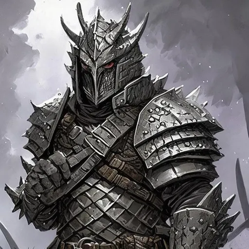 Prompt: A menacing armored dnd character