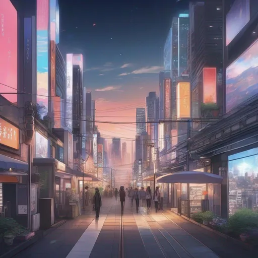 Prompt: anime-show style art of a city