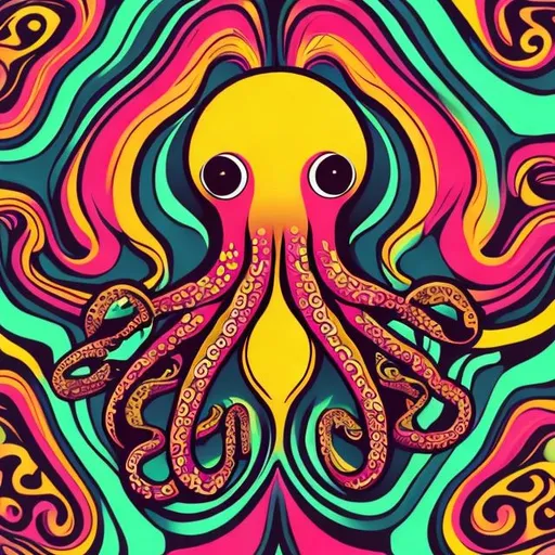 Prompt: Pulpo logo psychedelic