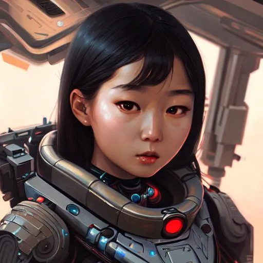 Prompt: A oil panting of a Asian girl, 8k, artstation style, sci fi, sci fi, intergalactic, highly detailed 
