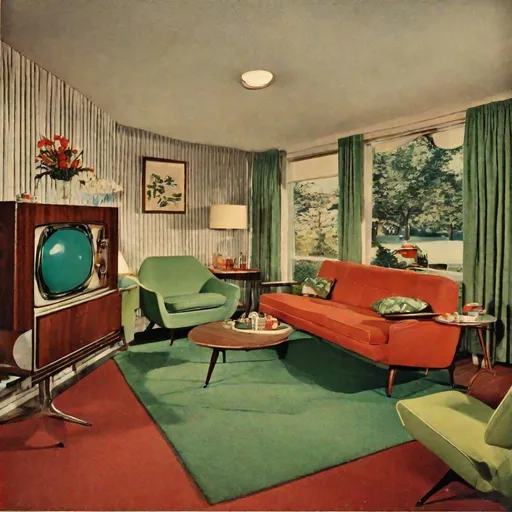Prompt: 1950s Mid-Century living room.