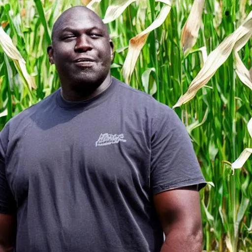 Prompt: big black male watching corn