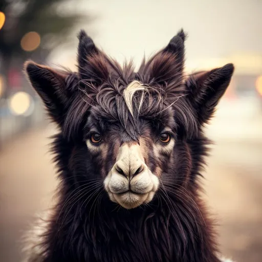 Prompt: portrait of a llama, symetric face