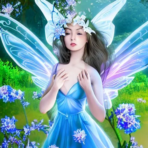 fairy goddess .beautiful icy blue background, reali... | OpenArt