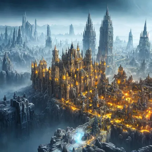 Prompt: crystal palace in fantasy land surrounded by massive orc army ,medieval,  fantasy, hyper-realistic, middle of SPACE, cyberpunk lights, Hyper Detail, Octane, Unreal