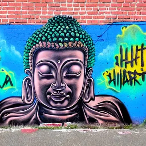 Prompt: street art hip hop buddha super market