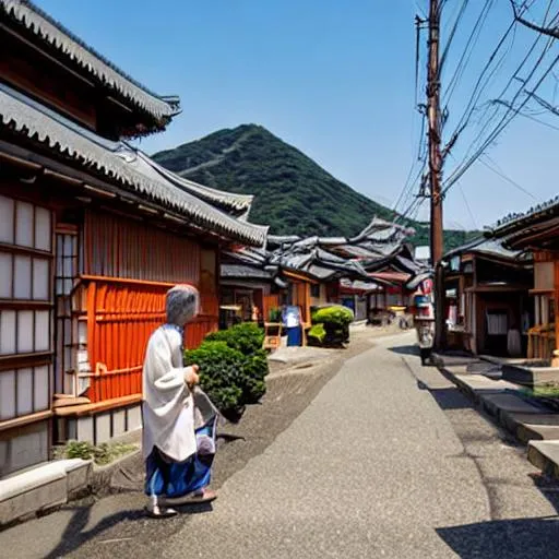 Prompt: Japanese town with African influence