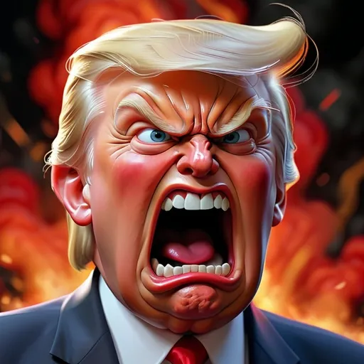 Prompt: Angry Doanld Trump snarling.