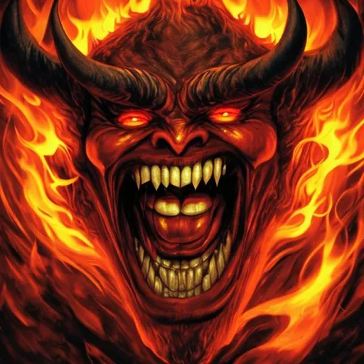 Prompt: Devil smiling, Hell, Fire, Evil,