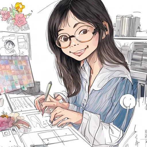 Prompt: a illustration of a girl animator
