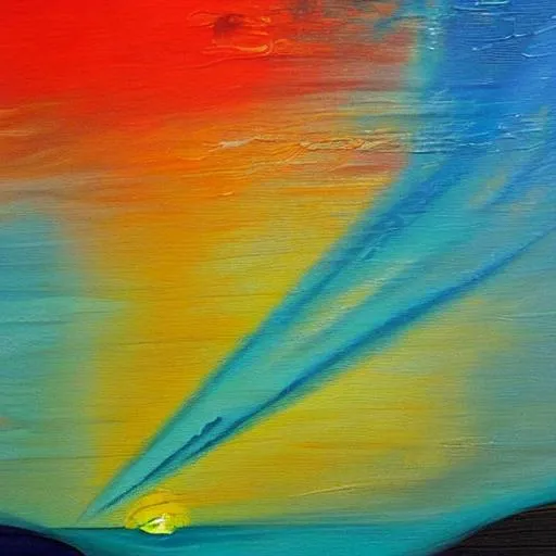 Prompt: Generate an abstract painting inspired by the colors and shapes of a sunset over the ocean.