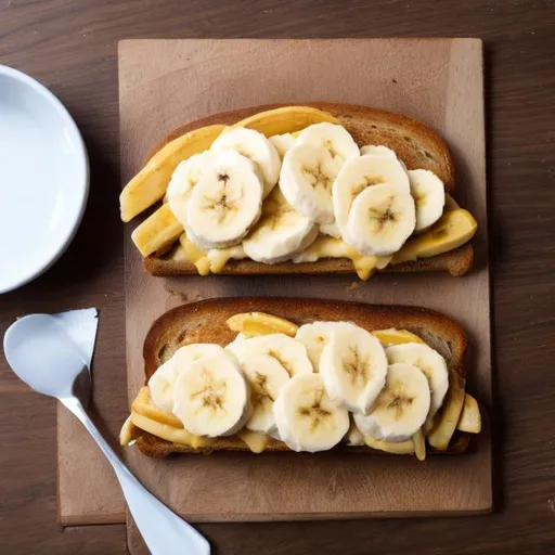 Prompt: banana cheese sandwich on toast