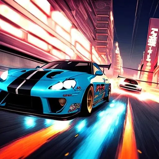 Prompt: need for speed drifting anime