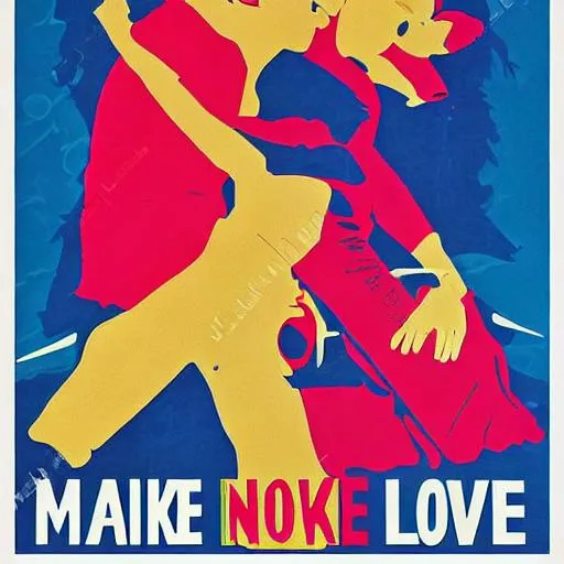 Prompt: make love not war 60s style woodstock poster

