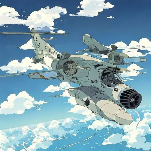 Prompt: The theme of the painting is flight. You have been tasked with designing a vehicle for the future.Take inspiration from Studio Ghibli.