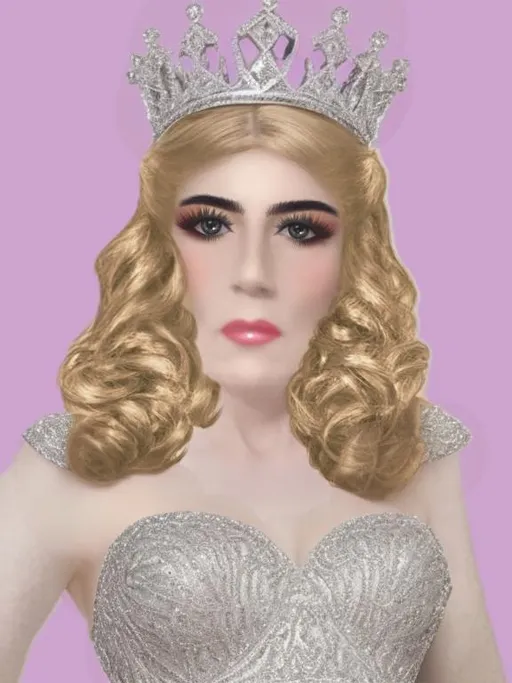 Prompt: add an elaborate silver crown with diamonds to the womans hair