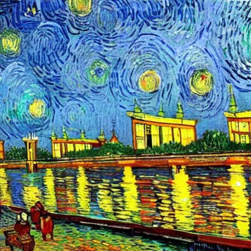 Prompt: ahmedabad city in style of van gogh