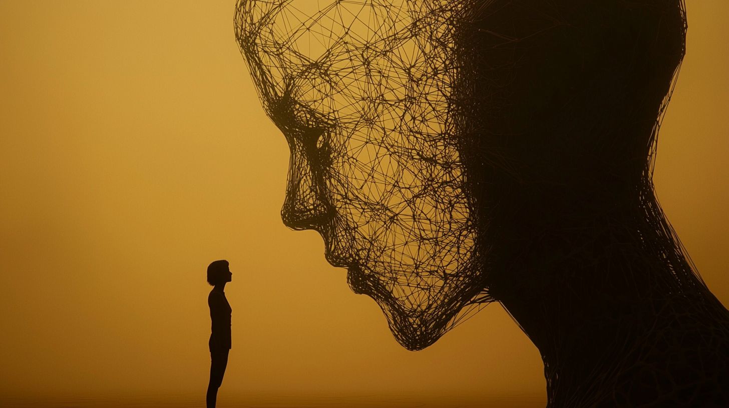 Prompt: Strings connected humans to the hive mind