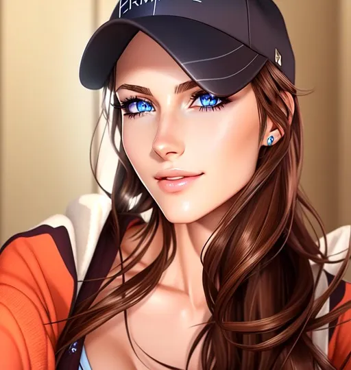 Prompt: semi-realistic anime girl, skin highlights, hair highlights, blue eyes, dark wavy brown hair, 
blushing, movie scene, adult researcher, glamour, looking at viewer,
wonderful face, very detailed face, extremely detailed face, highly detailed face, soft smile, happy,
perfect face, perfect eyes, perfect teeth, perfect body, perfect anatomy, beautiful body, trending on instagram, trending on tiktok, trending on artstation, trending on cgsociety, white sclera,
photorealistic, masterpiece, cinematic, 16k artistic photography, epic, drama, 
romance, glamour, beauty, 
cinematic lighting, dramatic lighting, insanely detailed, soft natural volumetric cinematic lighting, award-winning photography, rendering, hd, high definition, 
highly detailed, cleavage, 