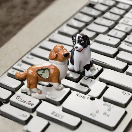 Prompt: Thermometer keyboard dog