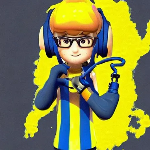 Prompt: Yellow Splatoon inkling Boy 