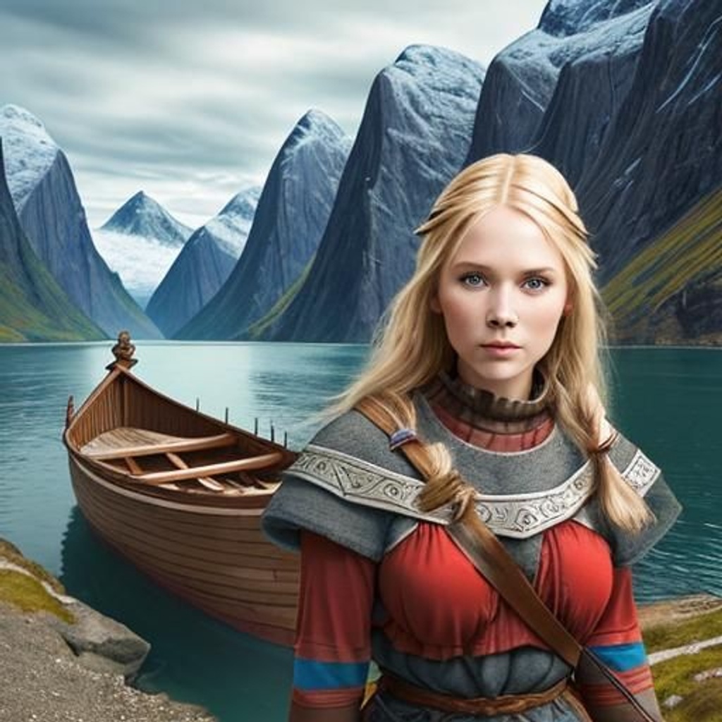 Prompt: A Viking women