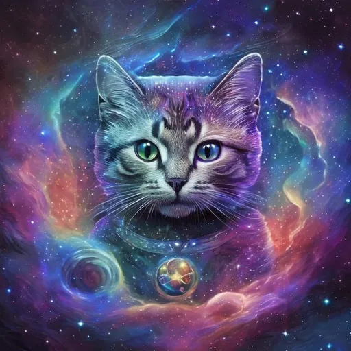 Prompt: cosmic cat, highly detailed, fantasy, univers background