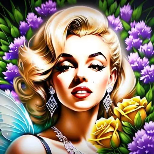 Marilyn Monroe as a fairy goddess ,wildflowers,facia... | OpenArt