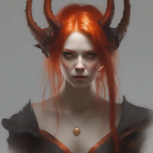 Prompt: portrait of beautiful demon woman: orange_red hair, hazel eyes, midjourney, watercolour art by WLOP: Klimt: nekro: oil painting: high contrast: 3D: ultra fine_art: dramatic lighting: fantasy: sharp focus: pencil sketch: professional photography: ZBrushCentral: finalRender: Unreal Engine 5: Deep colors: depth of field: Trending on Artstation, Black pen: 8k resolution photo realistic masterpiece: Ismael Inceoglu: intricately detailed painting: Tom Bagshaw: acrylic: watercolour art, volumetric lighting maximalist photo illustration: concept art intricately detailed: smoke art: complex: expansive: fantastical