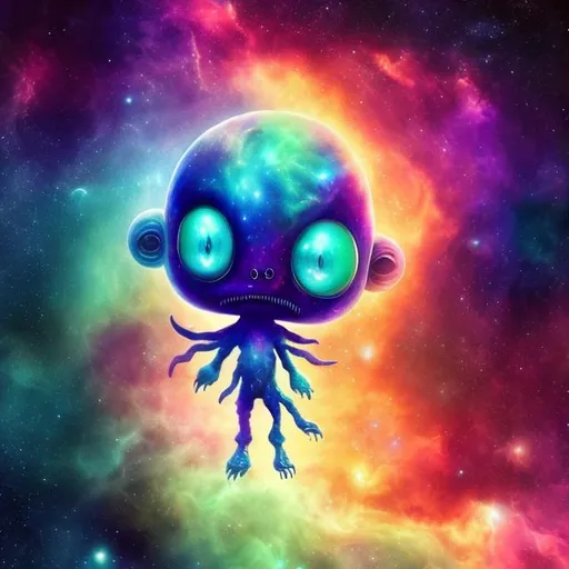 Prompt: Cute alien beanbody floating in space, digital art, colorful nebula backdrop, vibrant and surreal, high quality, vibrant digital art, space, cute alien, beanbody, colorful nebula, surreal, vibrant, high quality, digital art