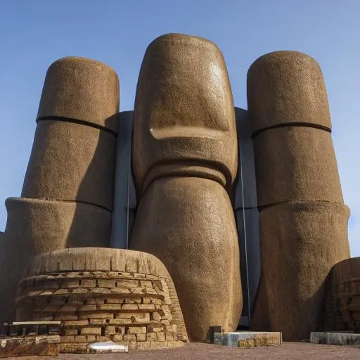 Prompt: Iconic structure inspired by precolonial congolese sculptures inspiration and Congolese minerals, volumetric natural light, ultra realistic, vray,  hd