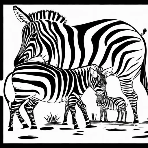 Prompt: draw a picture between a zebra and a pig.