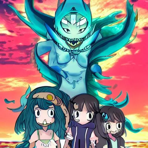 Prompt: sea demon anime