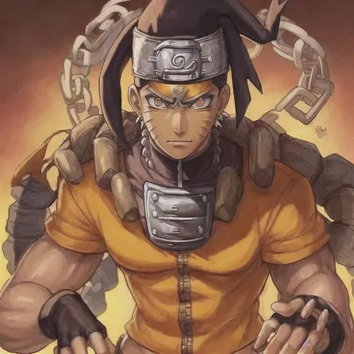 Prompt: naruto with brown skin and a durag and diamond chains and bling thug gangster